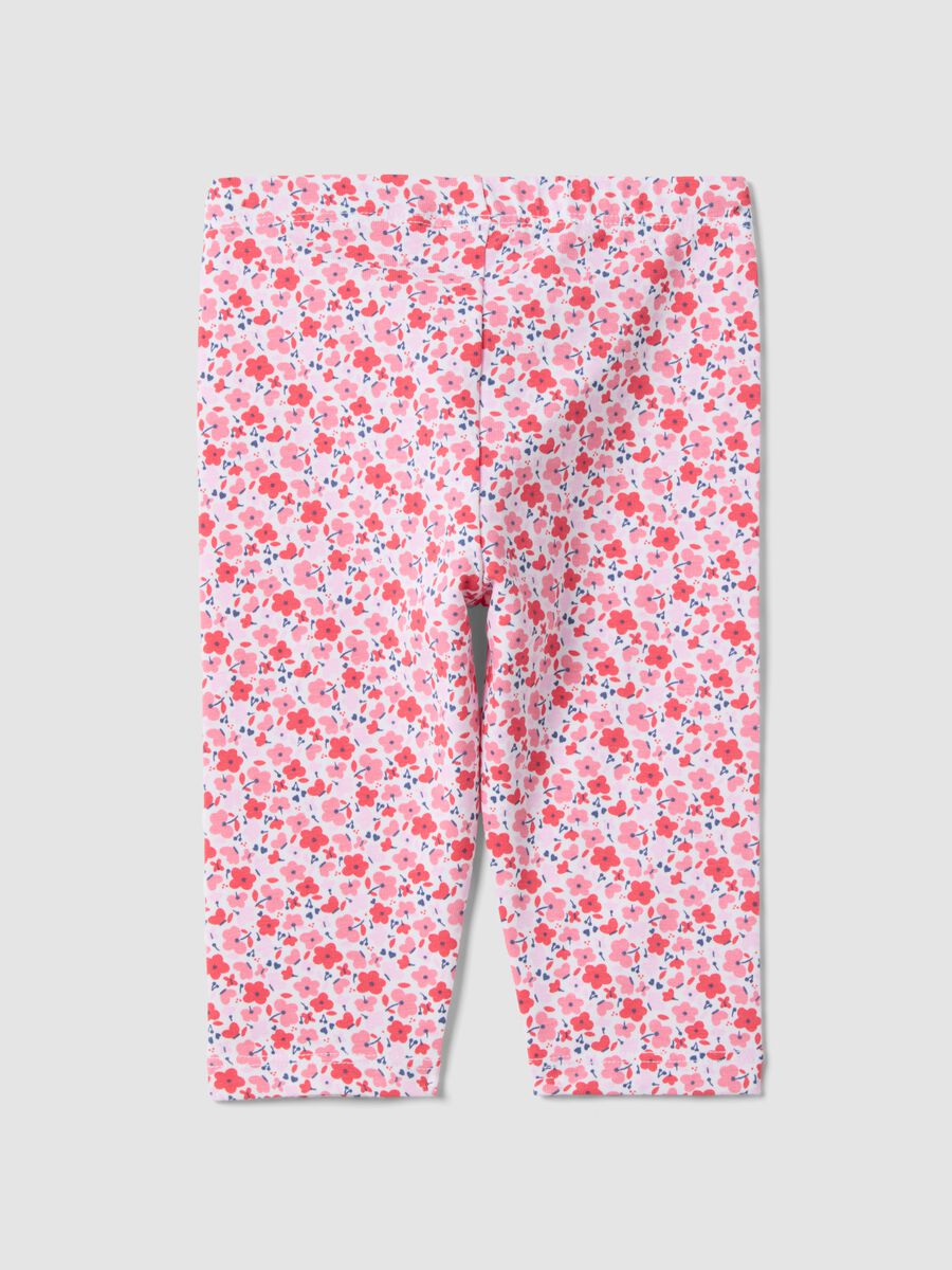 Leggings slim in cotone elasticizzato multicolor da bimba con fiori_1
