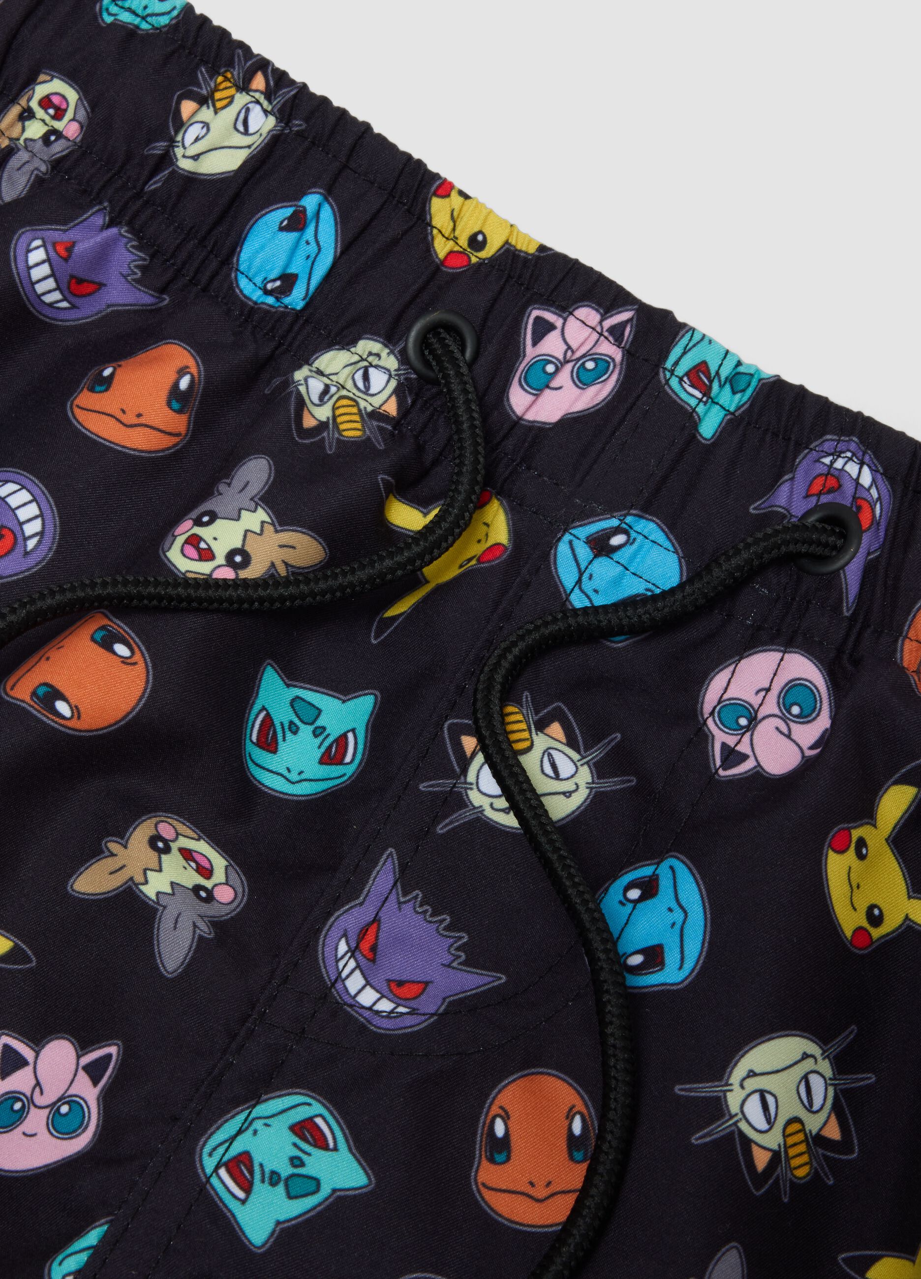 Children's black regular fit beach shorts with Pok&eacute;mon prints