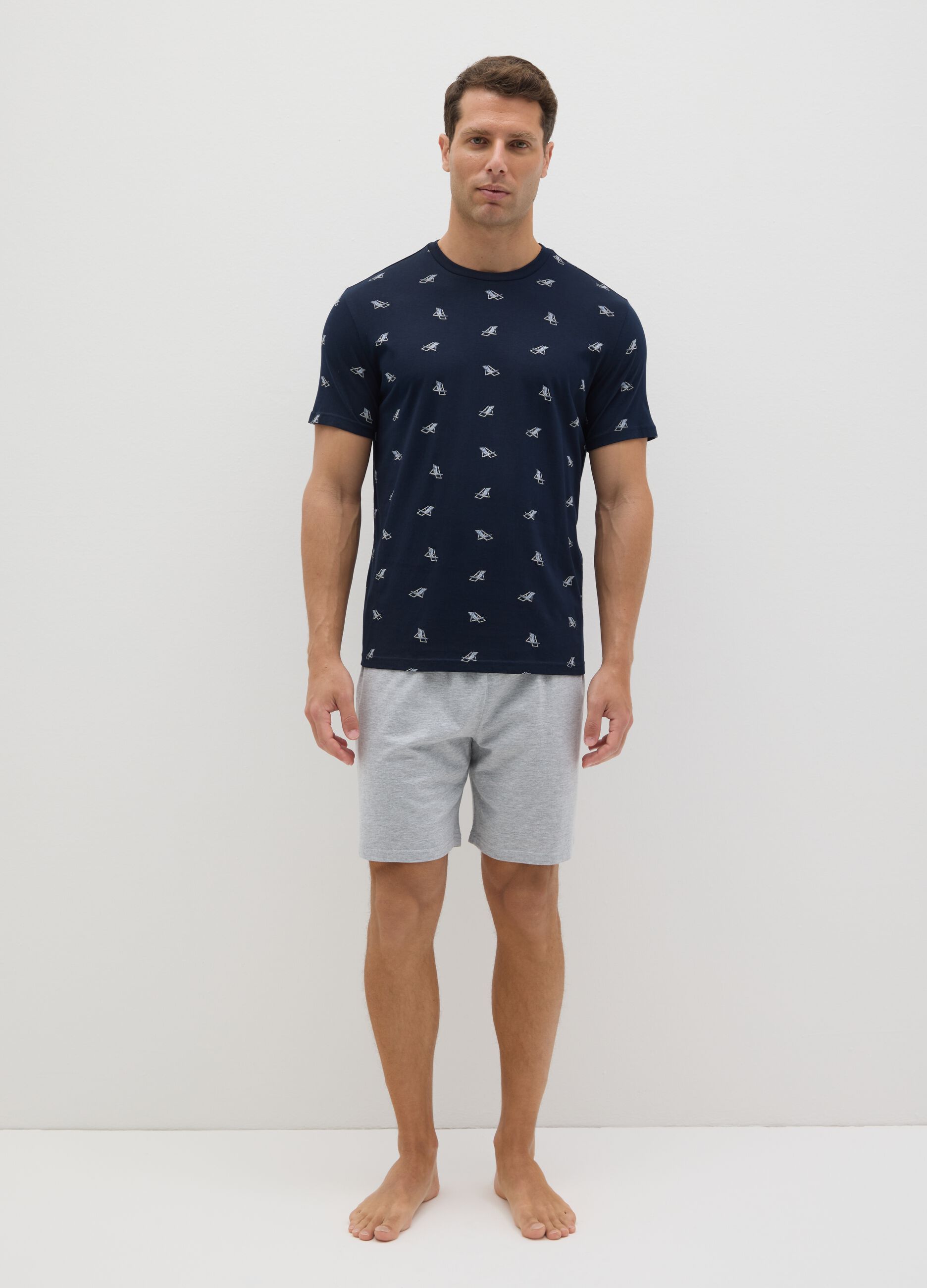 Blue short pyjamas with Ovs print