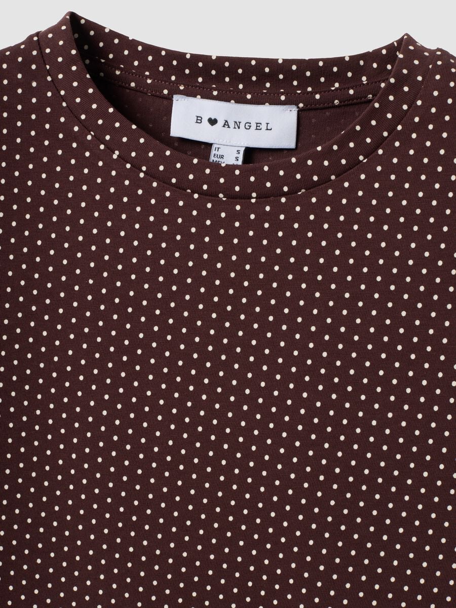 Brown pure cotton polka-dot cropped T-shirt, regular fit_2
