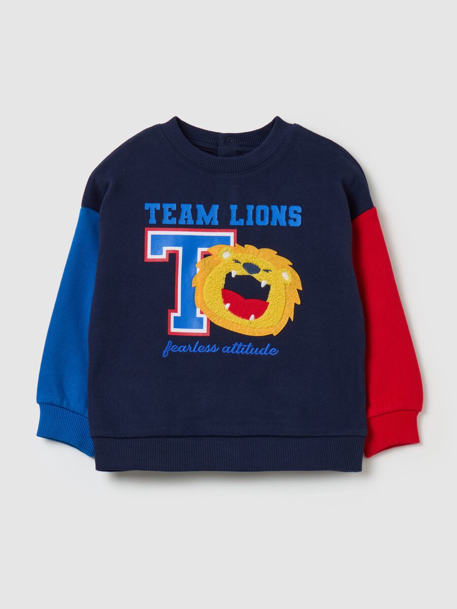 "Team Lions" colourblock sweatshirt in organic cotton_0
