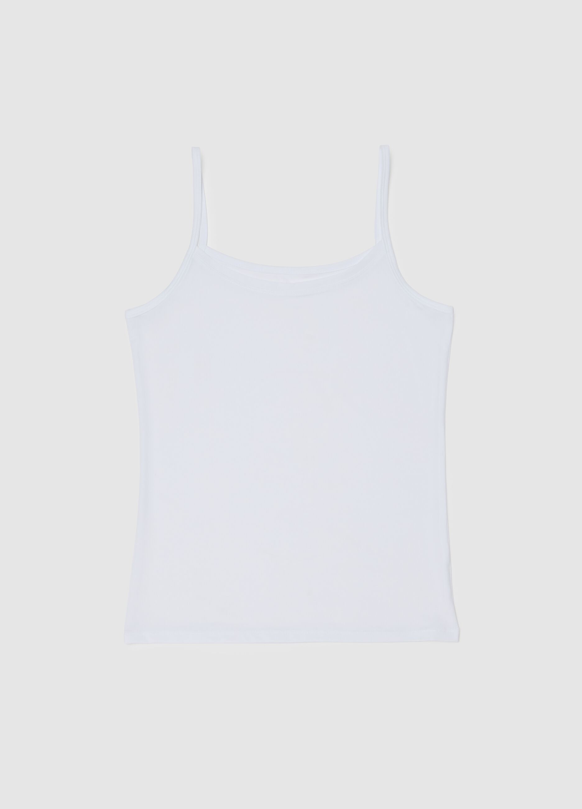 White Stretch Fabric Top Regular Fit