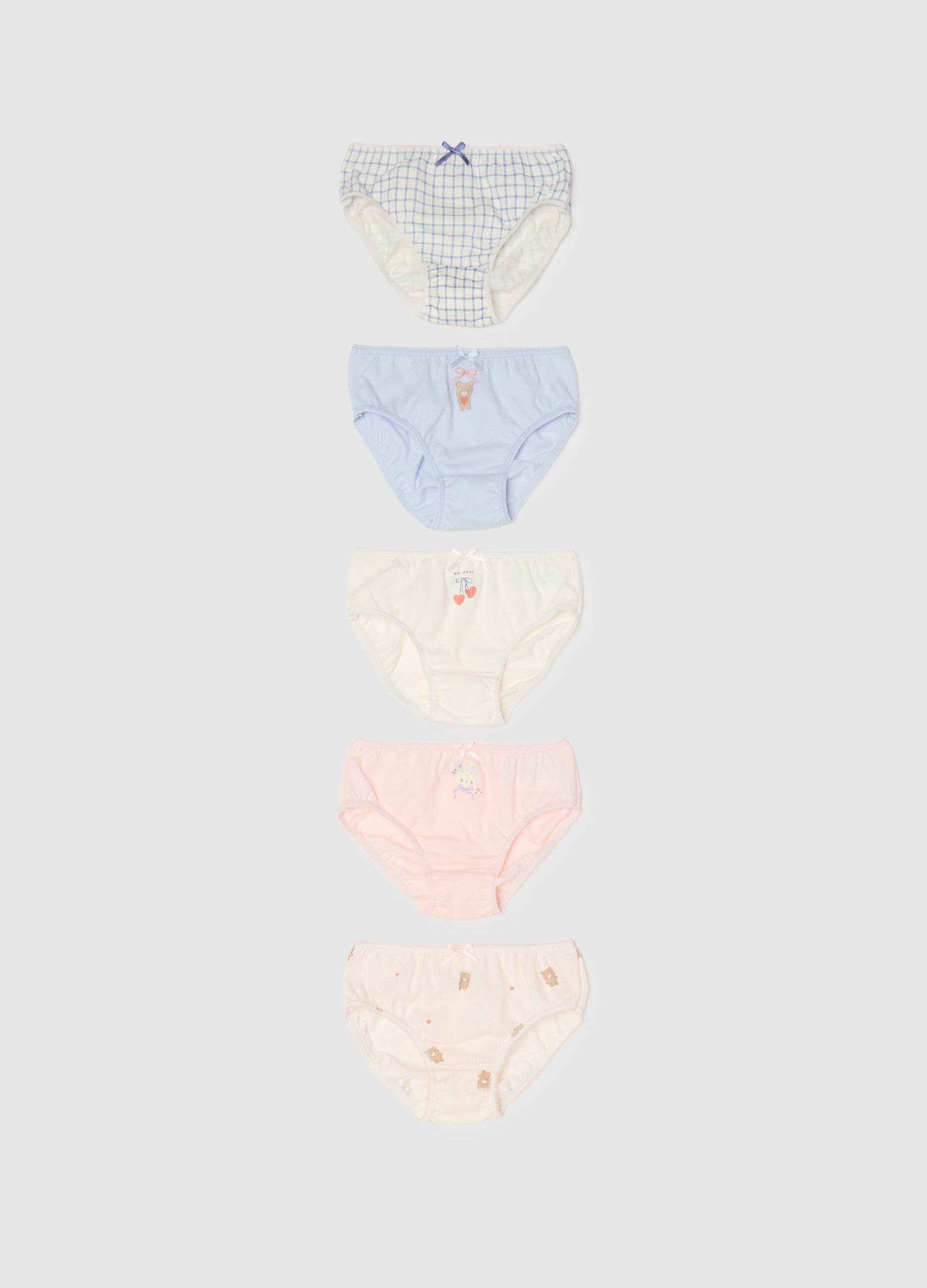 Multipack of multicoloured pure cotton knickers for babies