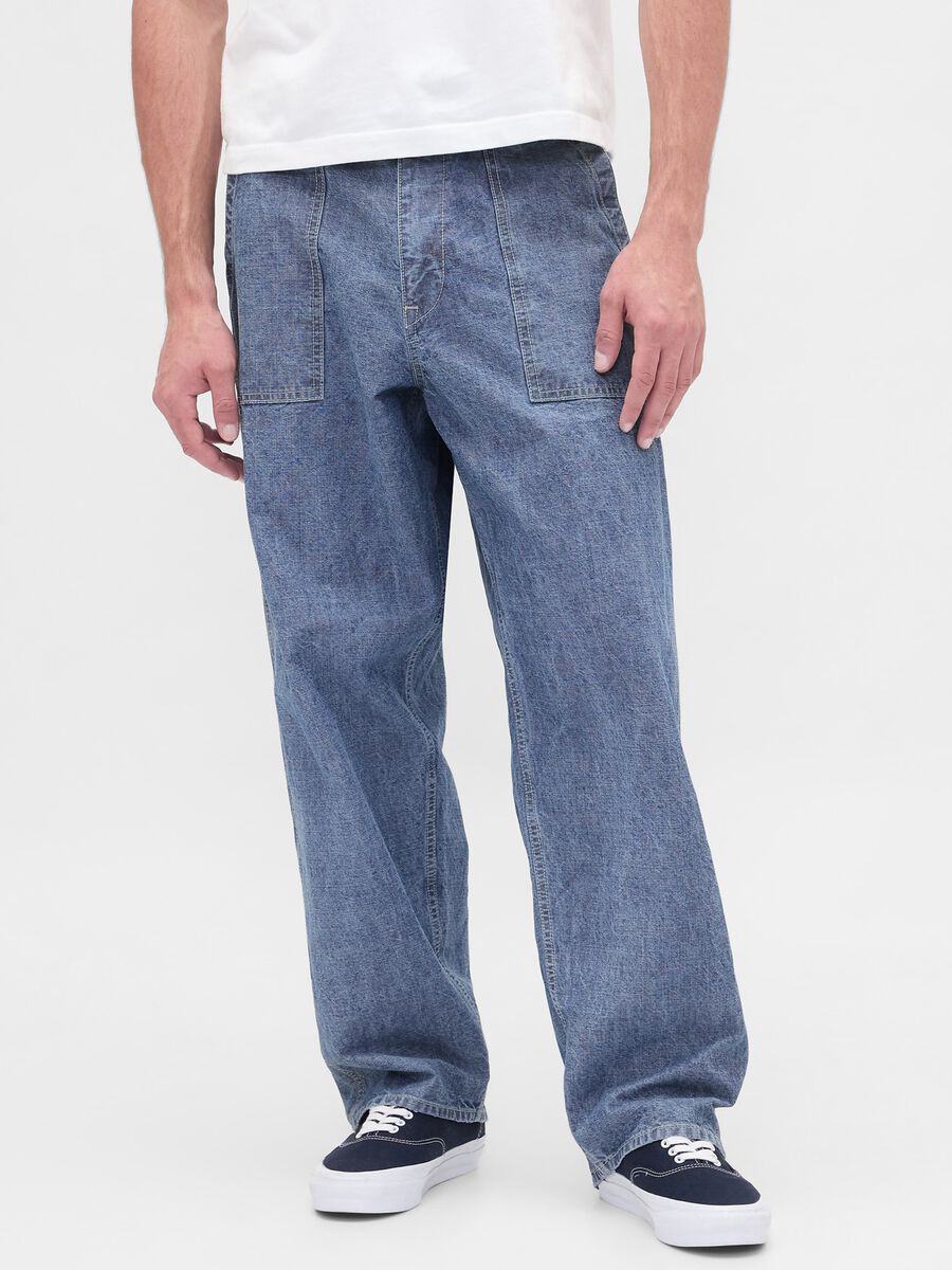 Regular Fit Blue Denim Trousers_1