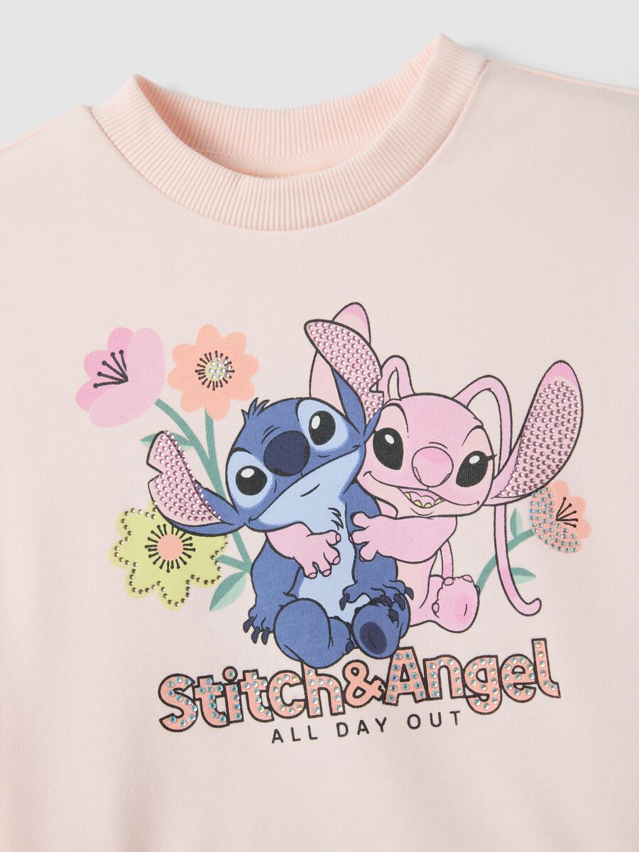 Set felpa pantalone in misto cotone rosa da bambina con Stitch&Angel_3