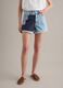 Light blue pure-cotton denim shorts with patchwork inserts_1