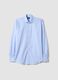 Camicia in puro cotone a quadri bianca e azzurra regular fit easy iron_0