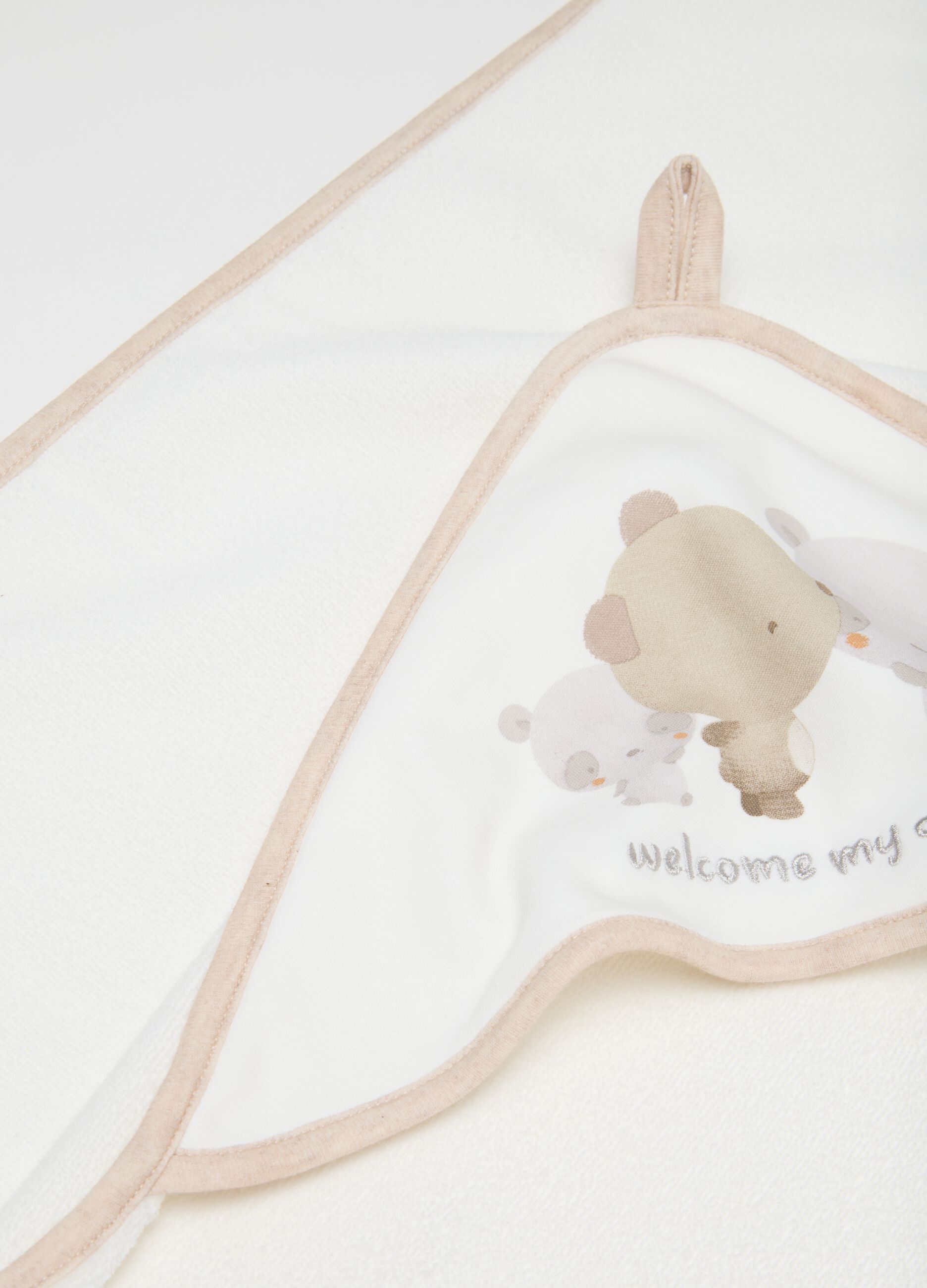 Multicolour cotton baby towel with bears