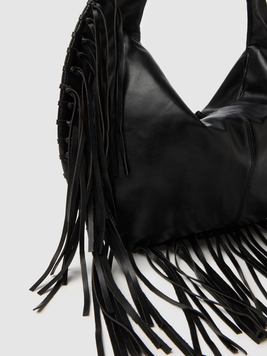 Black Shoulder Bag with Fringes_2