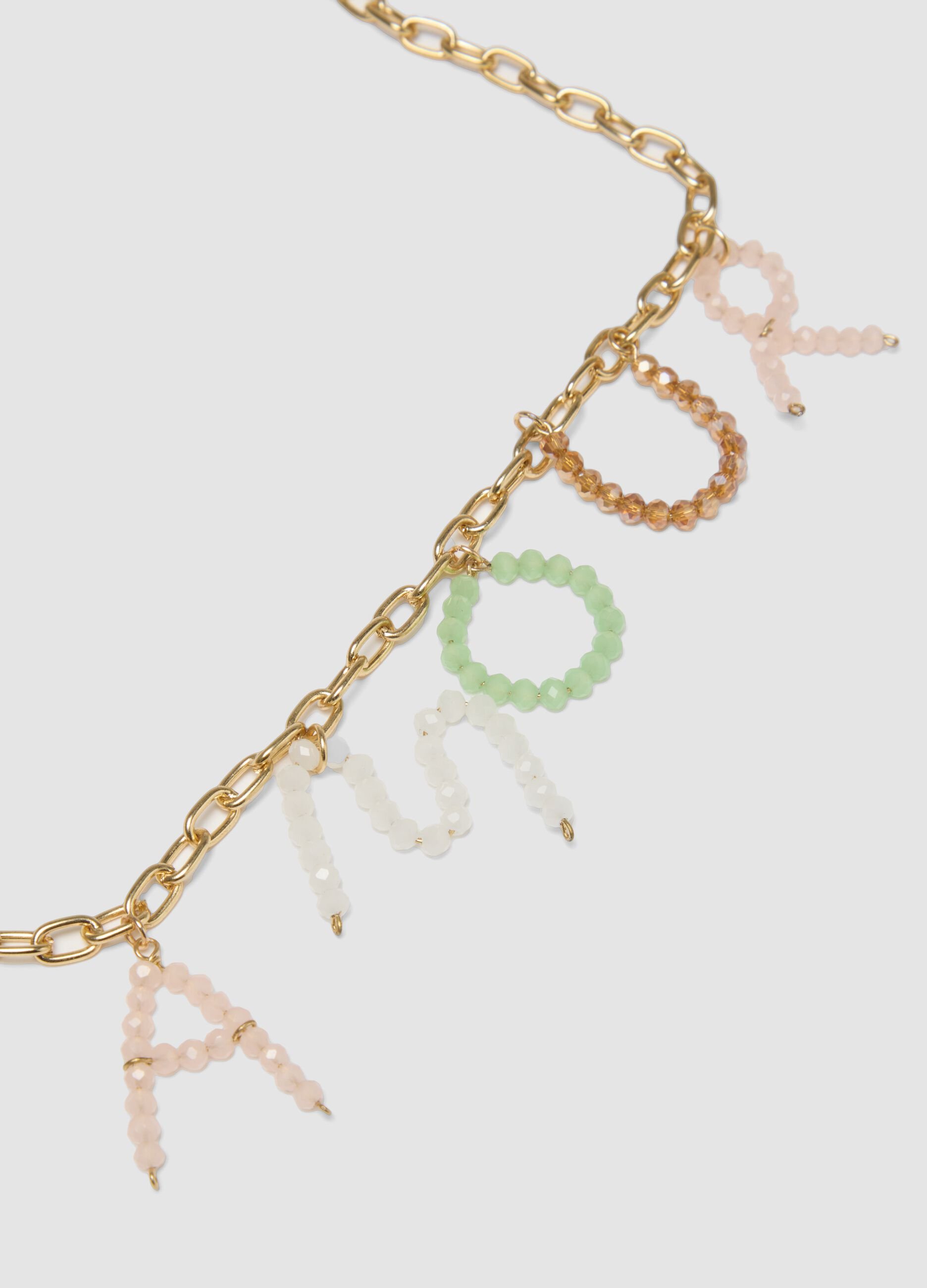 Multicoloured necklace with lettering