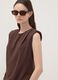 Blusa marrone smanicata con texture pliss&eacute; regular fit_0