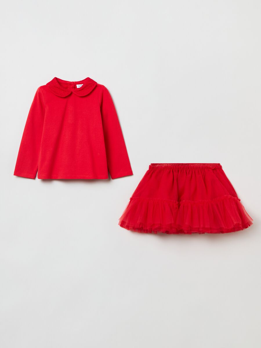 Set polo con strass e gonna in tulle_0
