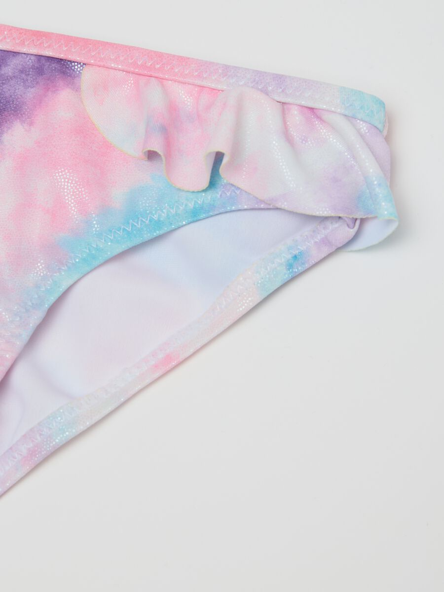 Girls' bikini briefs in multicolour stretch fabric with ruffles_2
