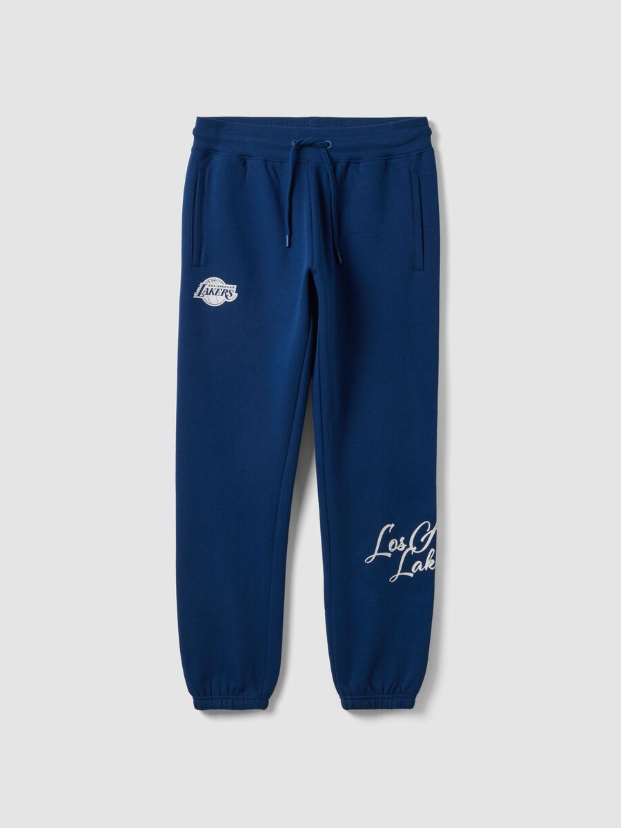 Pantaloni jogger blu in misto cotone con stampa Lakers_0