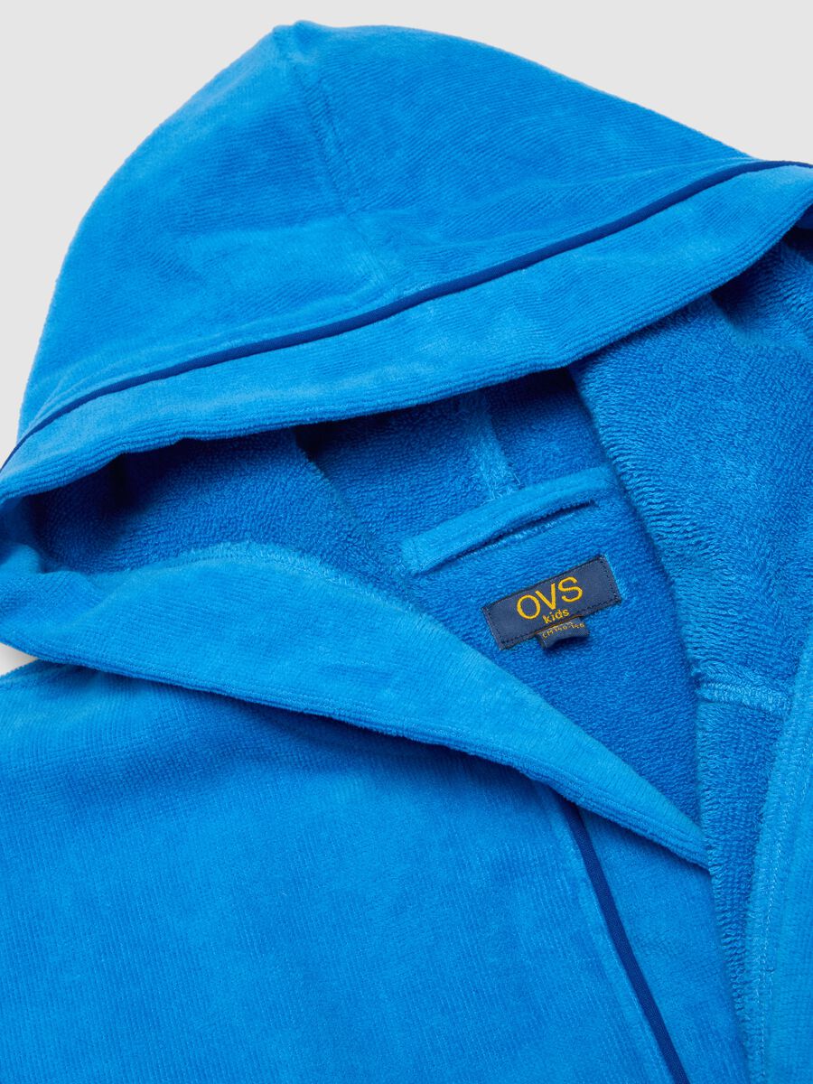 Accappatoio in puro cotone organico blu da ragazzo_3