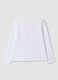 T-shirt bianca in cotone elasticizzato con girocollo e stampa per bambina_1