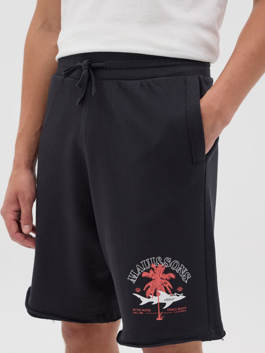 Black relaxed fit cotton Maui shorts_3
