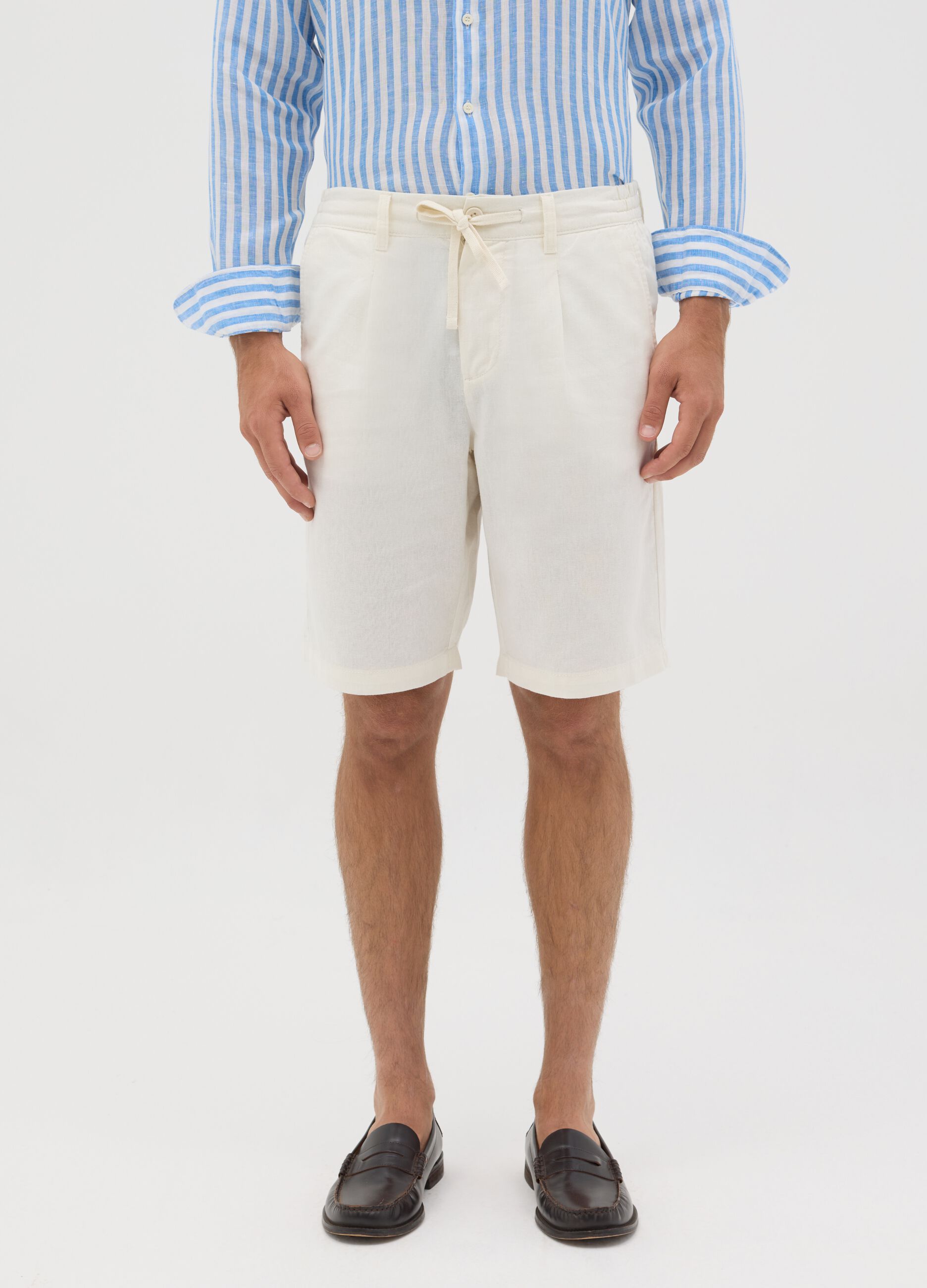 Regular fit Bermuda shorts in cotton and linen BST
