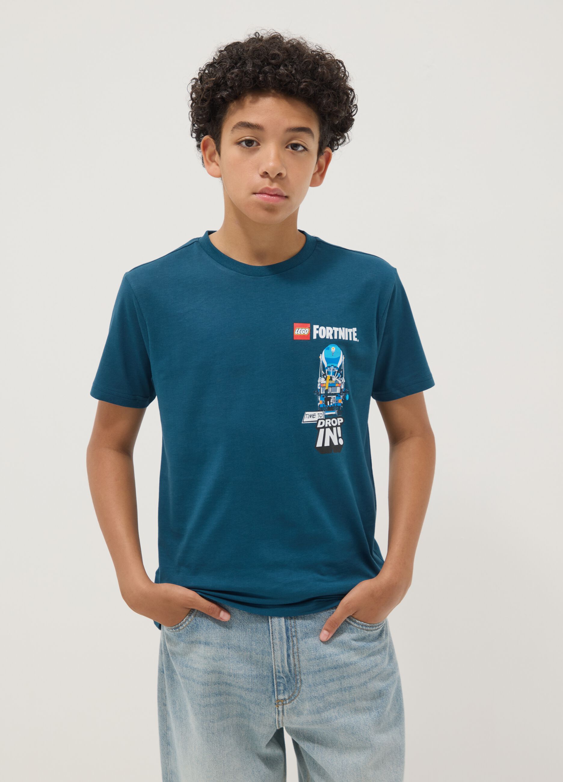 Kids' blue pure cotton t-shirt regular fit with prints