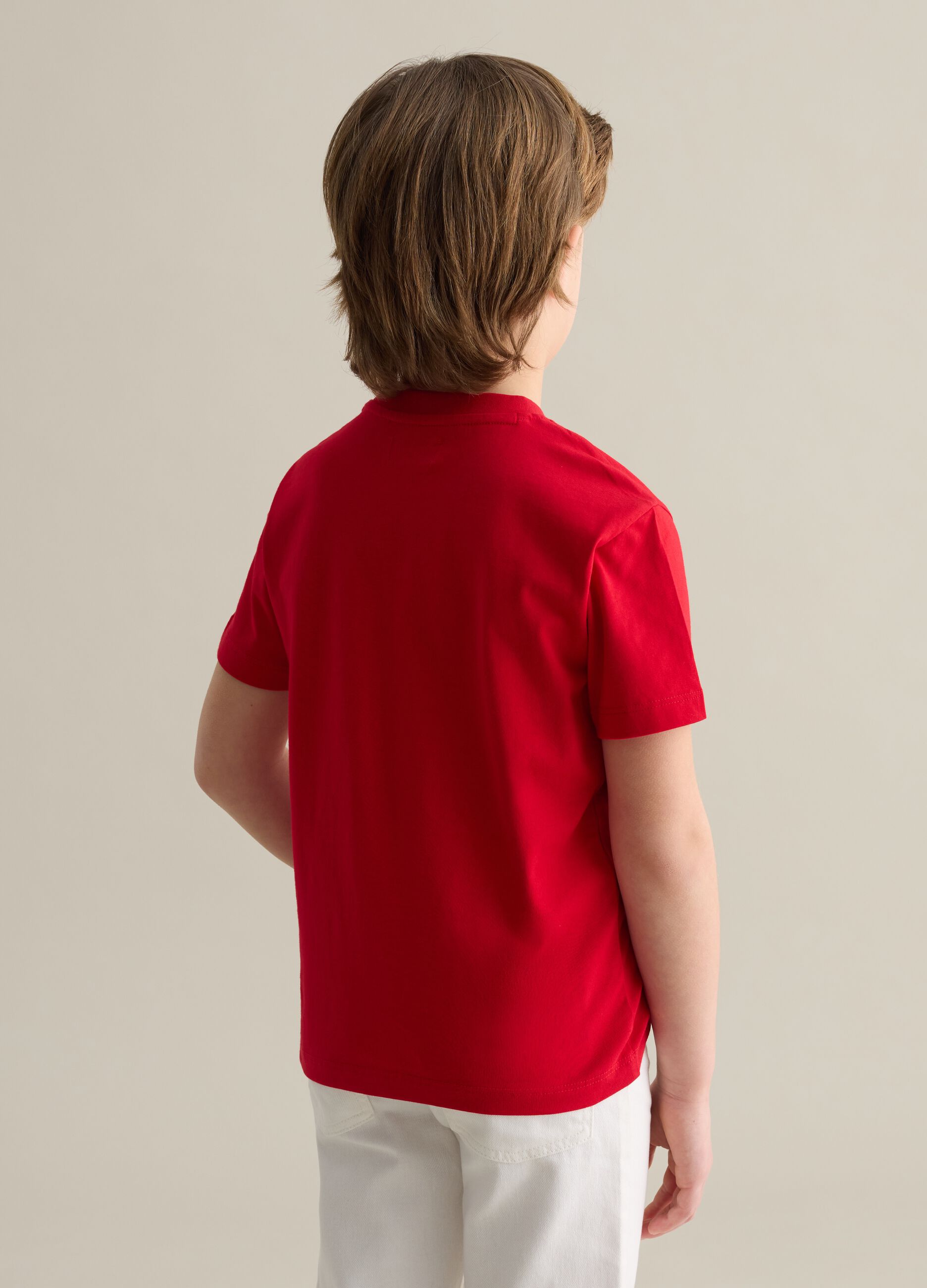 Cotton T-shirt with lettering embroidery