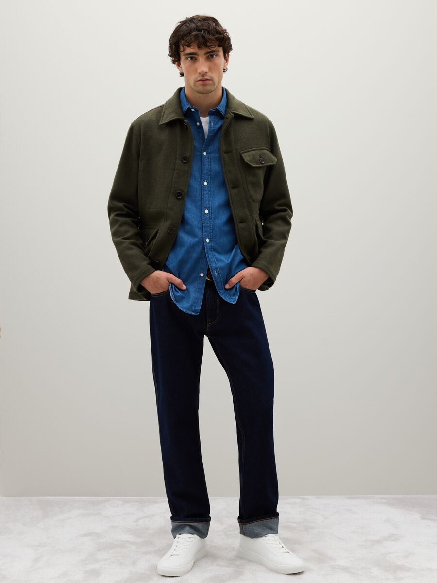 Pure cotton blue jeans with regular fit_0