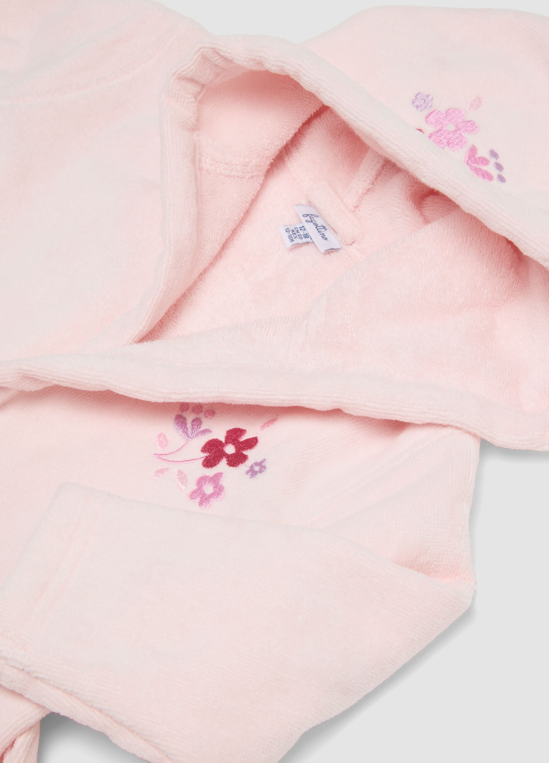 Pink organic cotton hooded bathrobe for baby girls and toddlers