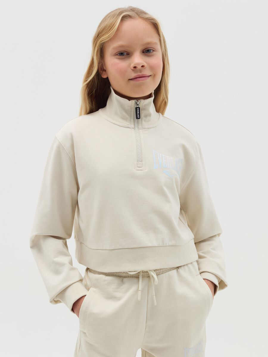 Half-zip cropped sweatshirt with logo print_0