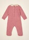 Pink stretch viscose baby sleepsuit with floral collar_2