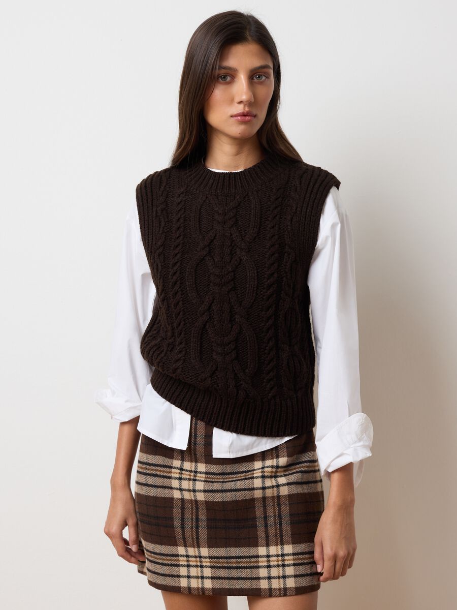 Brown wool-blend vest_0