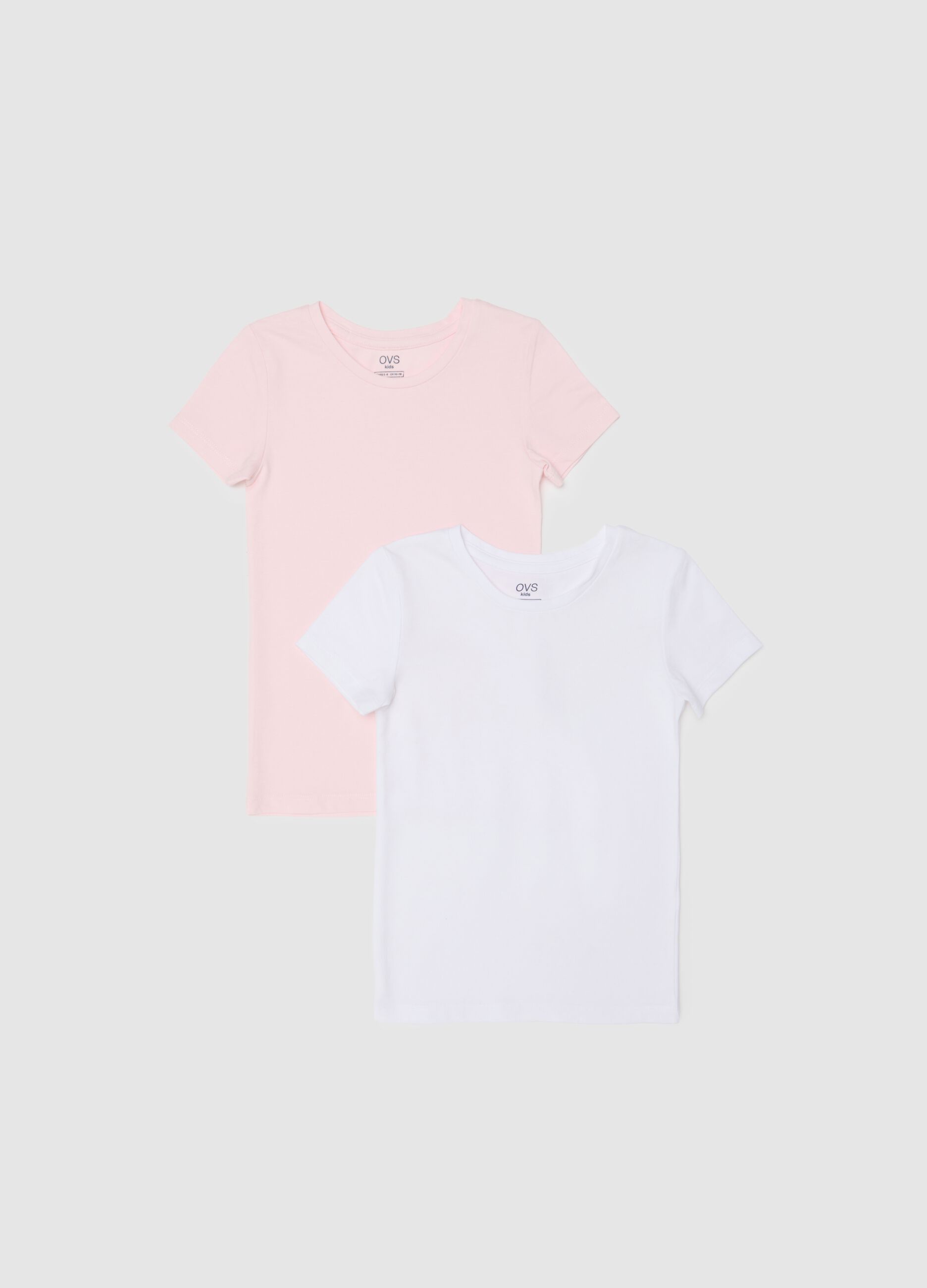 Girl's multicolour stretch cotton blend regular fit double pack t-shirt