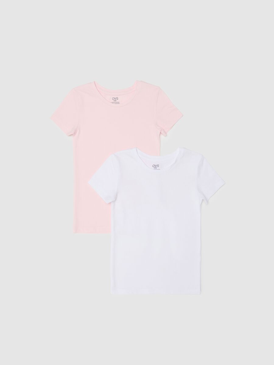 Girl's multicolour stretch cotton blend regular fit double pack t-shirt_0