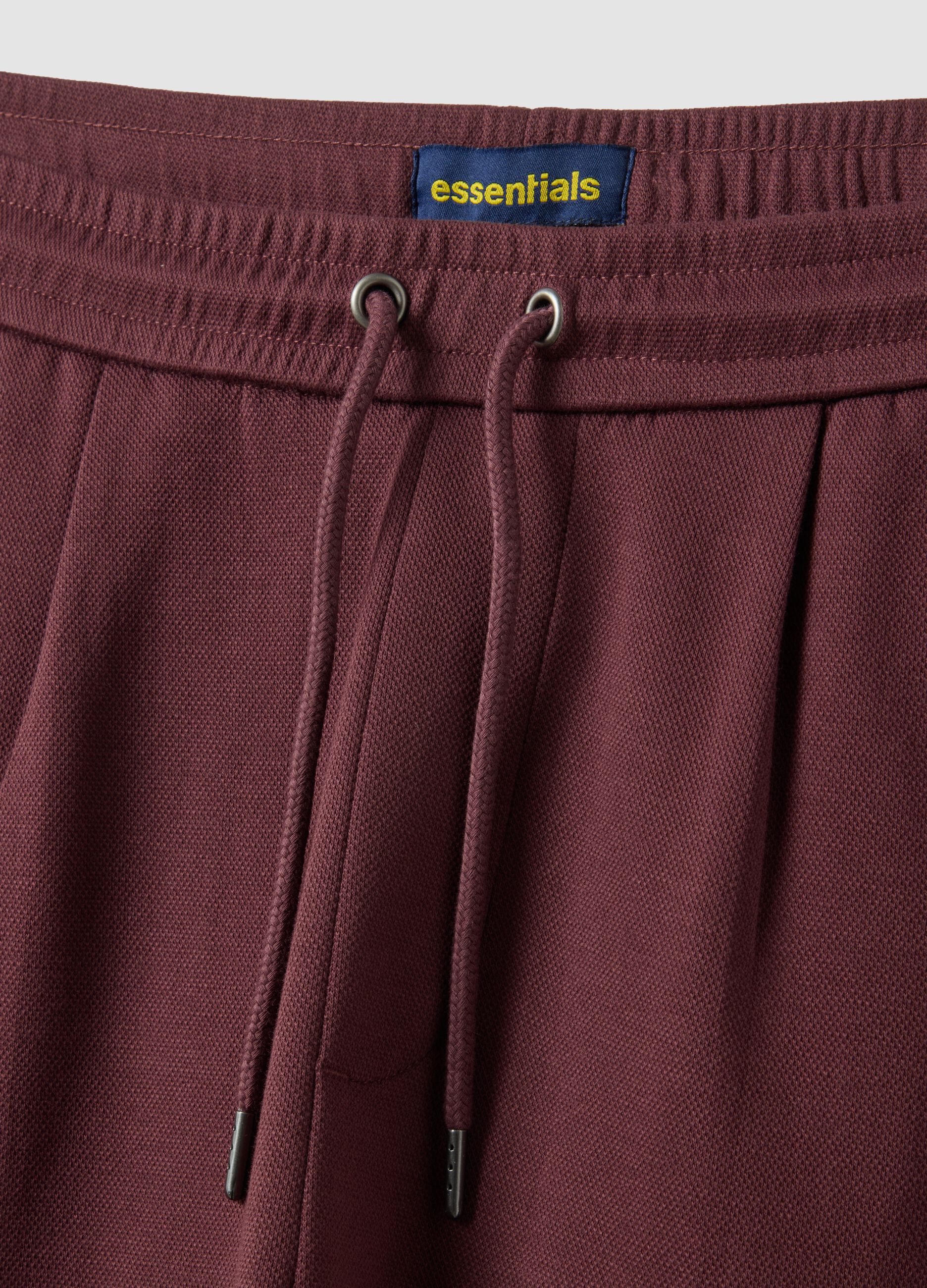 Brown pure cotton regular-fit shorts with drawstring