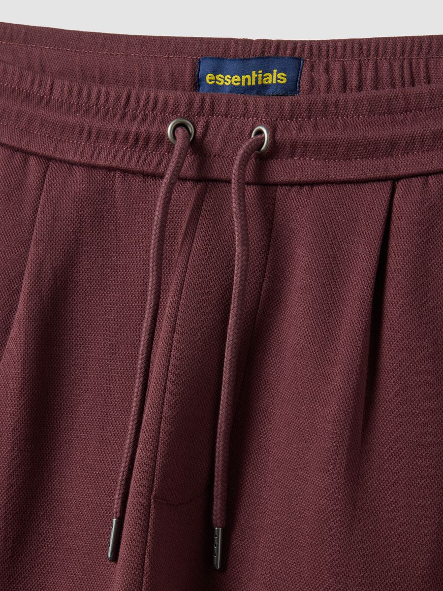 Shorts in puro cotone marrone regular fit con coulisse_5