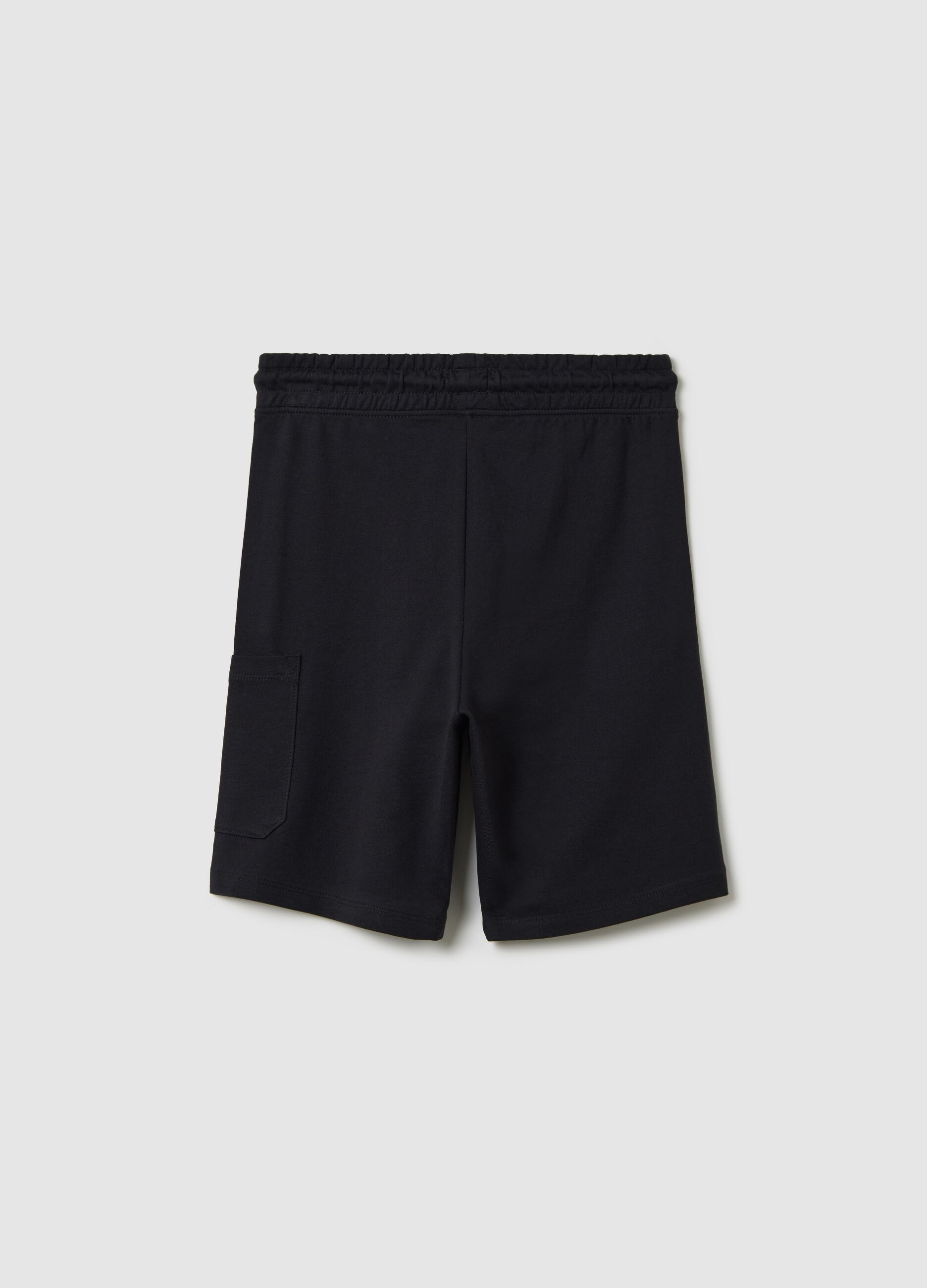 Blue cargo Bermuda joggers in cotton with drawstring