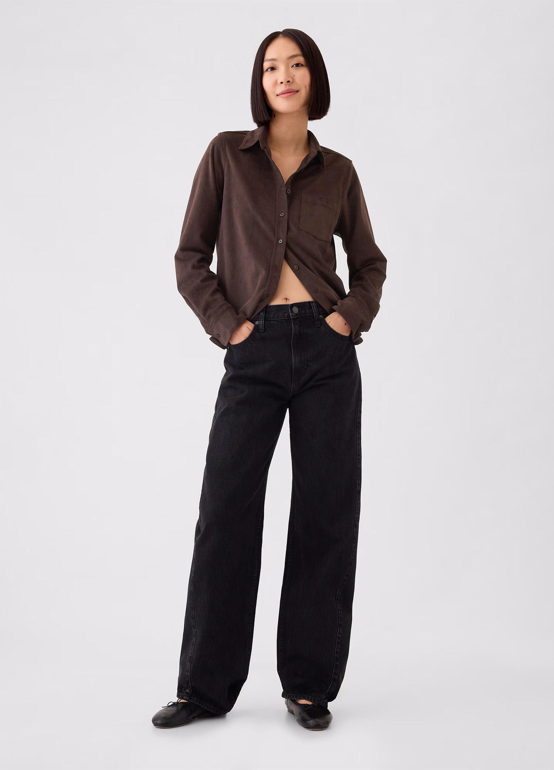 Suede shirt with pocket