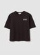 T-shirt grigia in puro cotone over fit con scritta sul petto_0