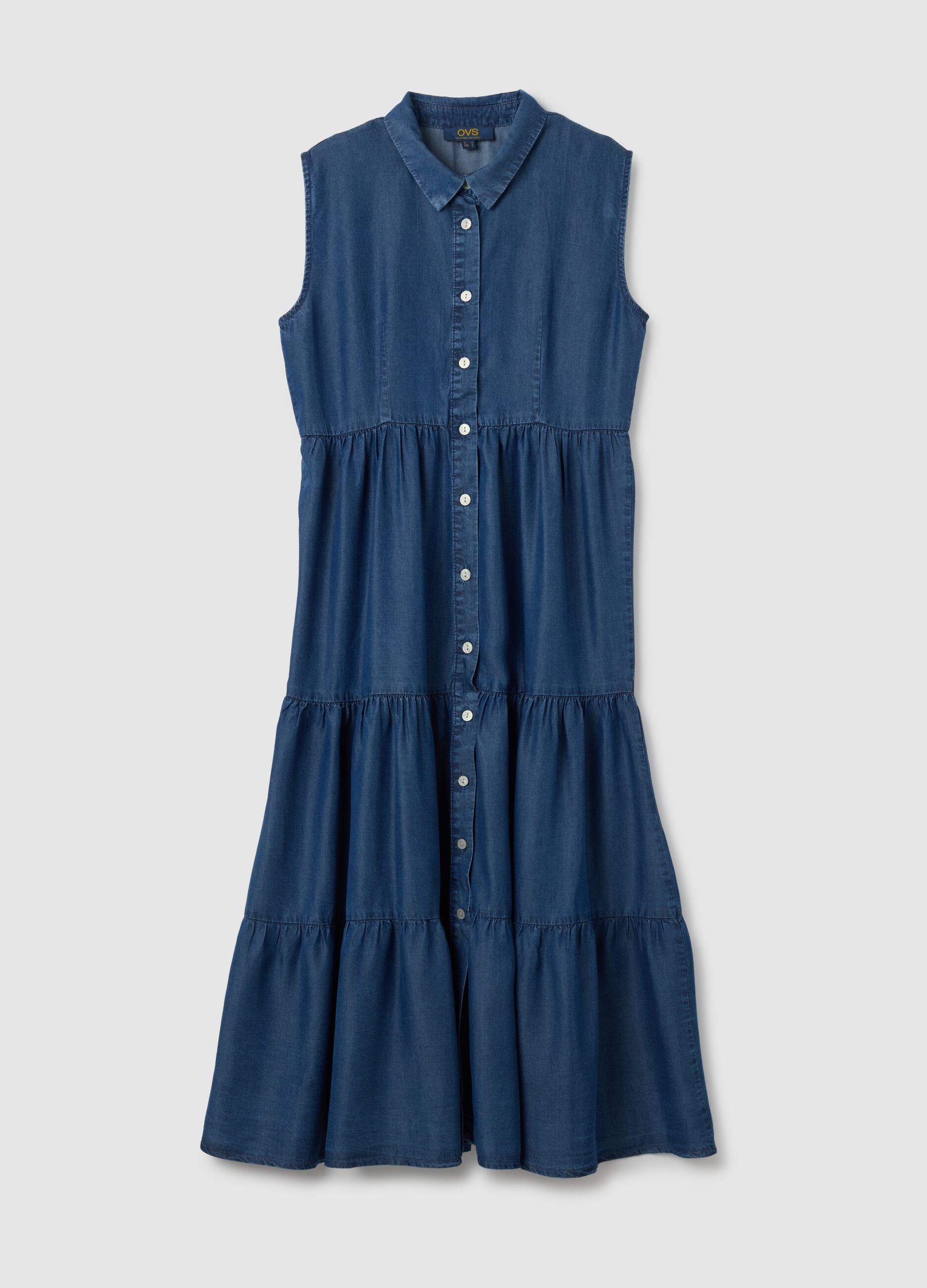 Abito lungo da donna in lyocell blu wide fit