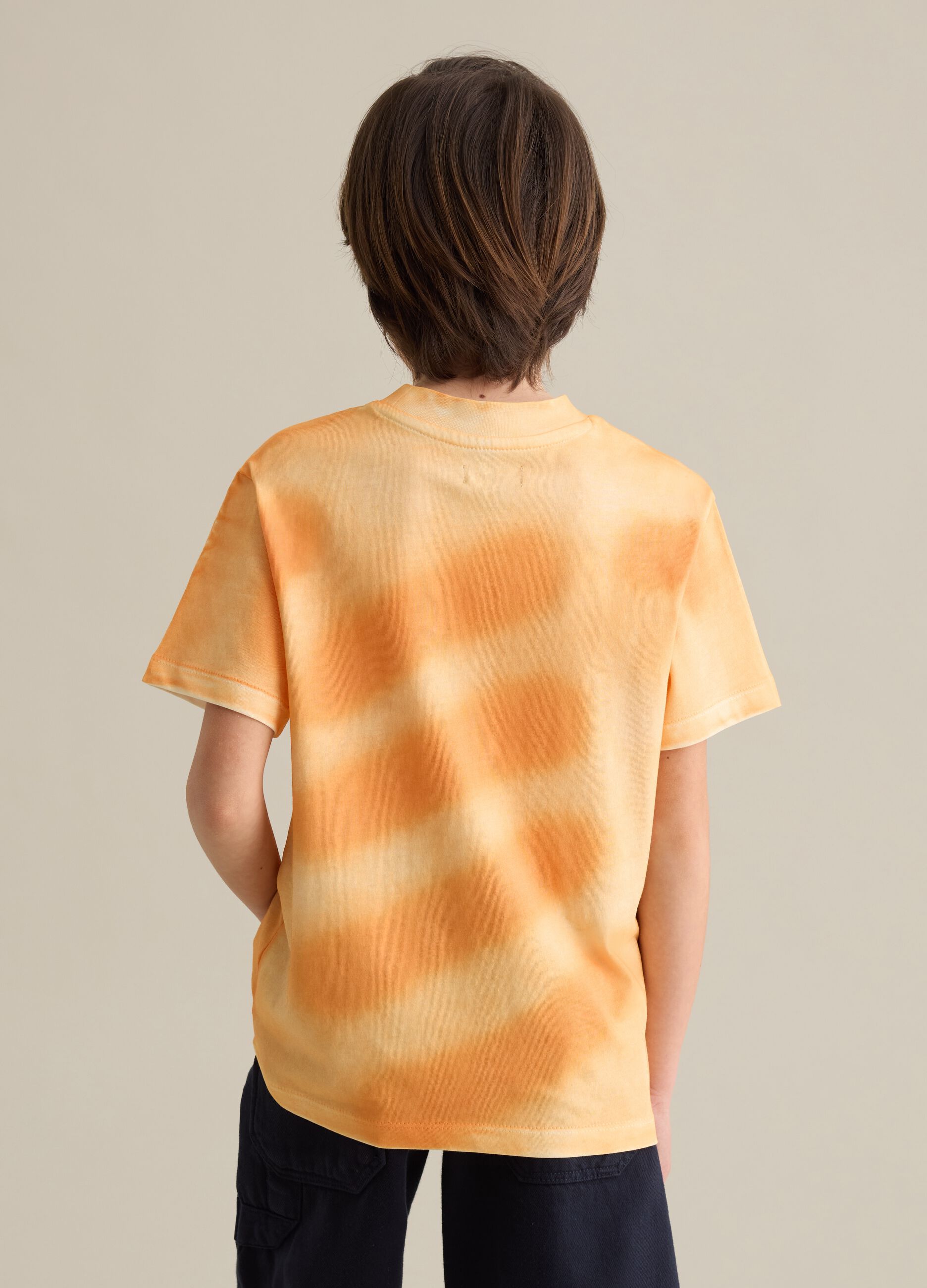 Orange Tie-Dye Patterned T-Shirt by Piombo