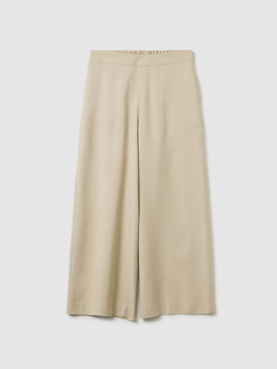 Women's Beige Viscose Blend Culotte Trousers_0