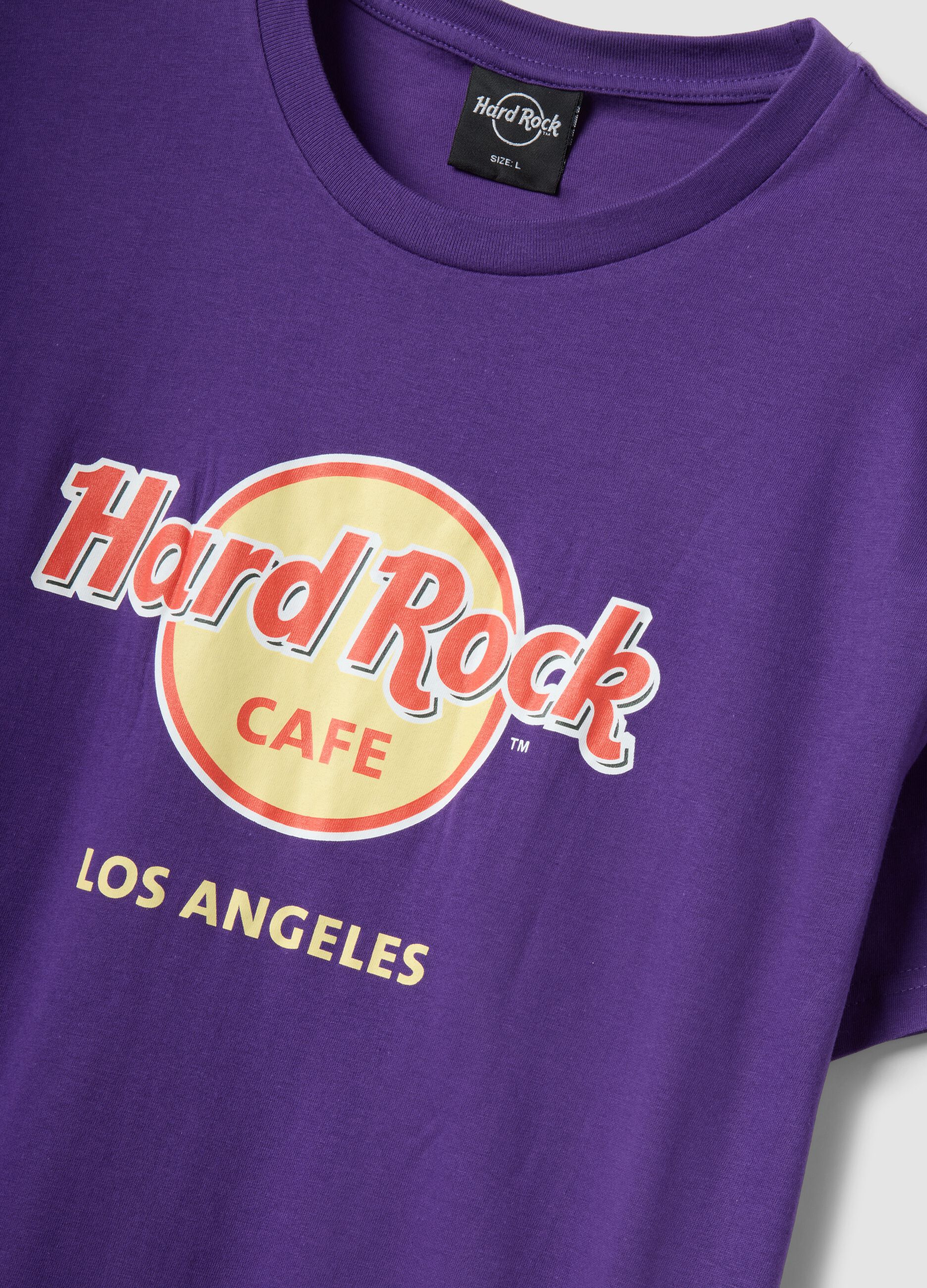 Purple Hard Rock Cafe logo T-shirt in pure cotton, regular fit