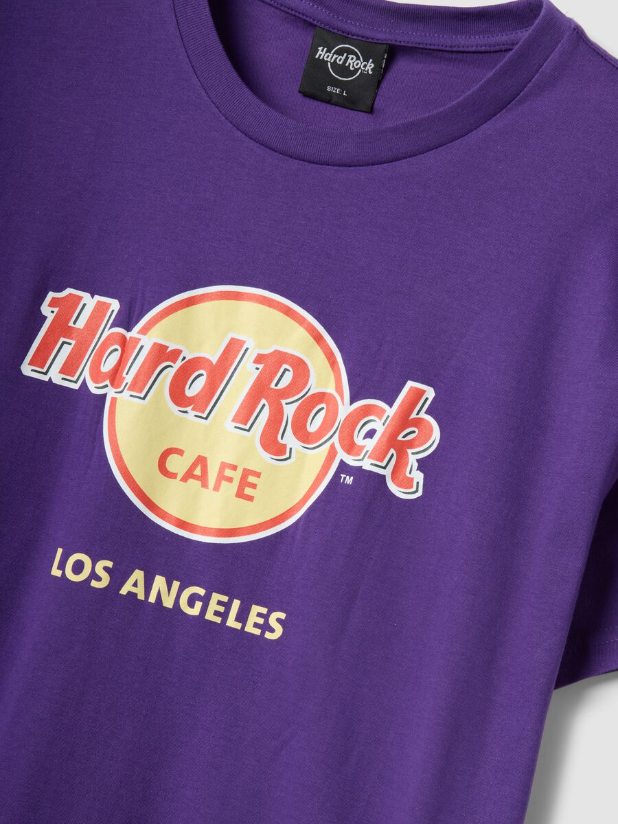 T-shirt viola con stampa Hard Rock Cafe in puro cotone regular fit_1
