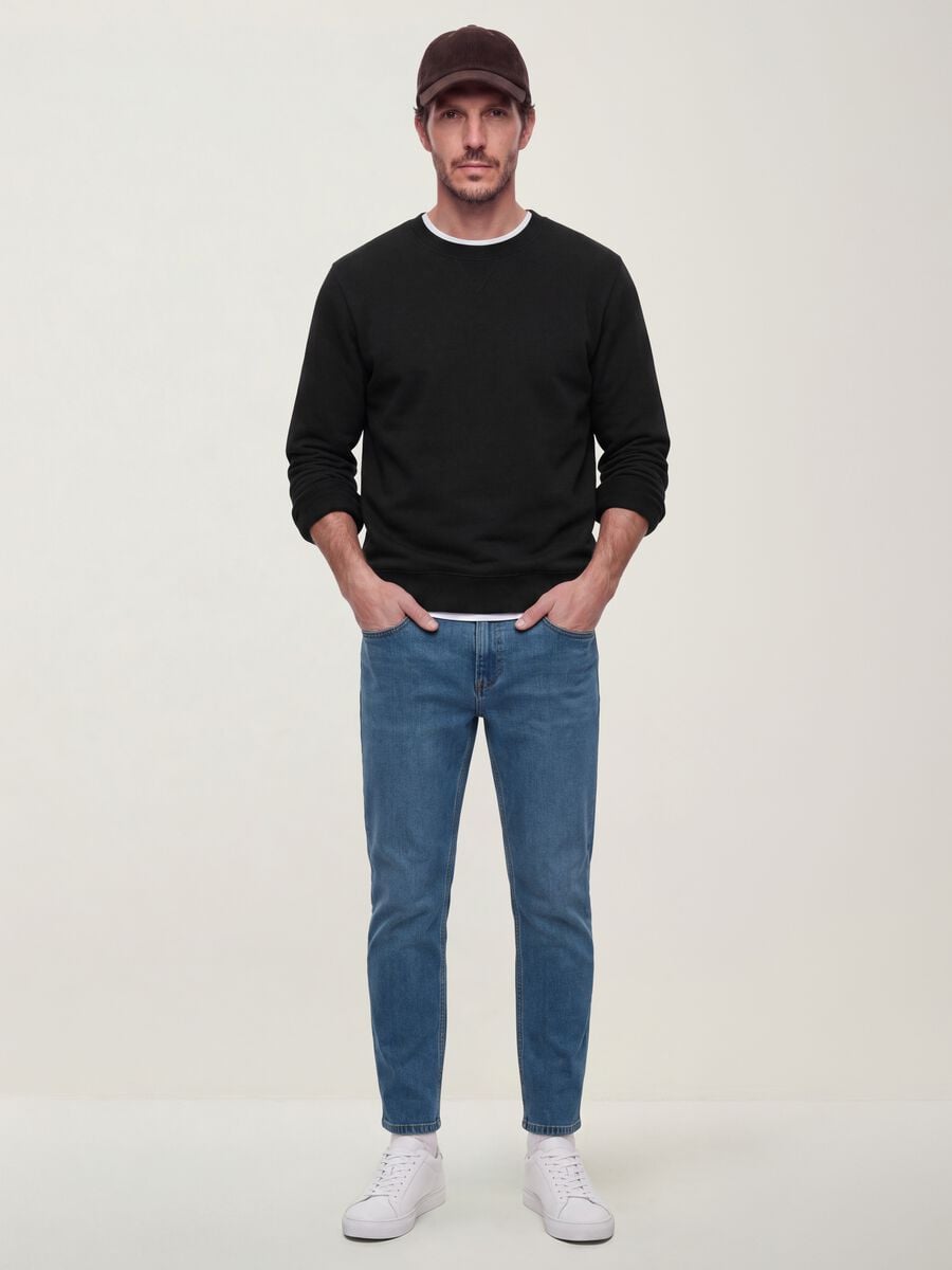 Light blue cotton and viscose blend slim-fit jeans_0