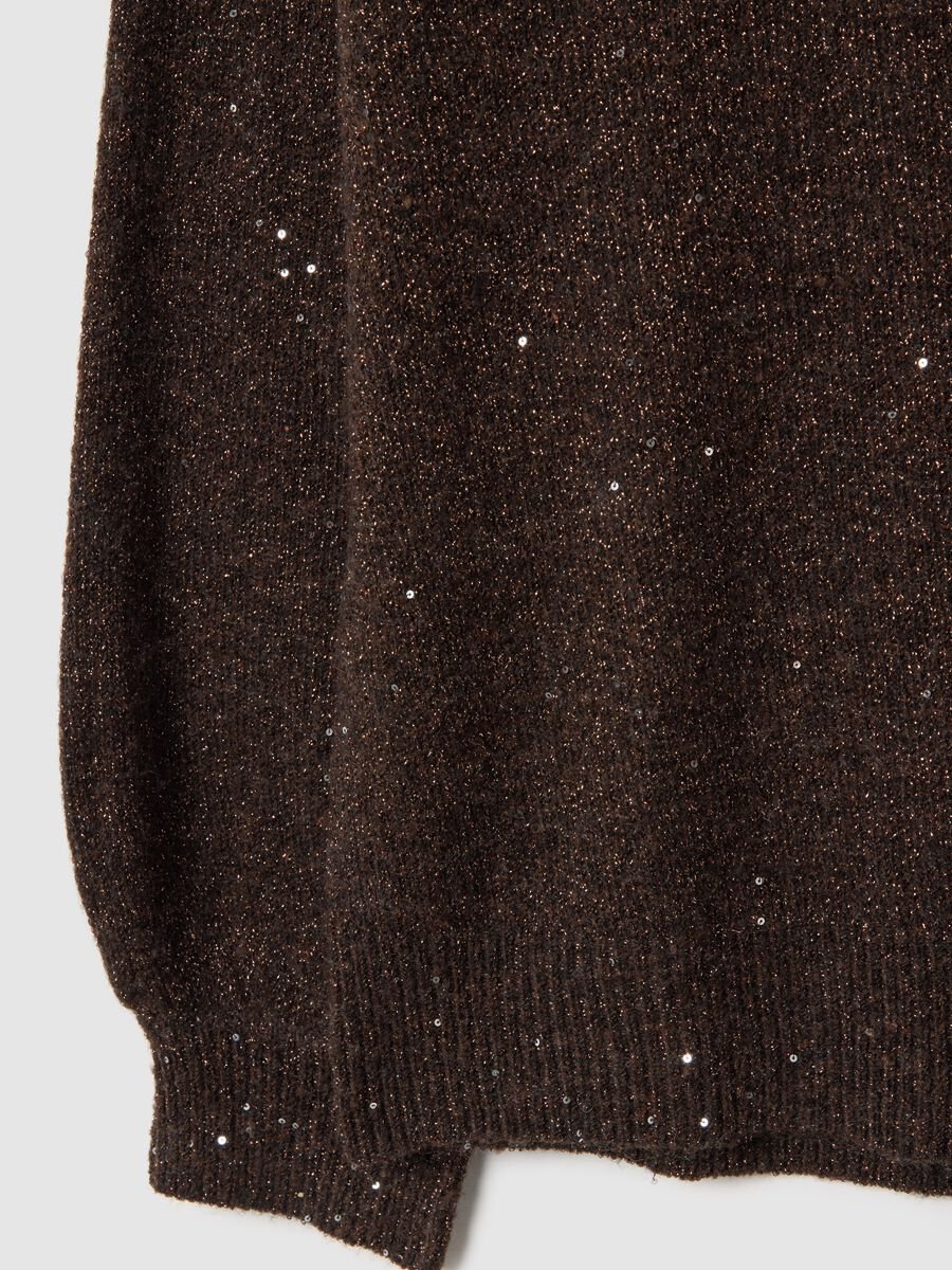 Maglione girocollo marrone effetto lurex over fit_5