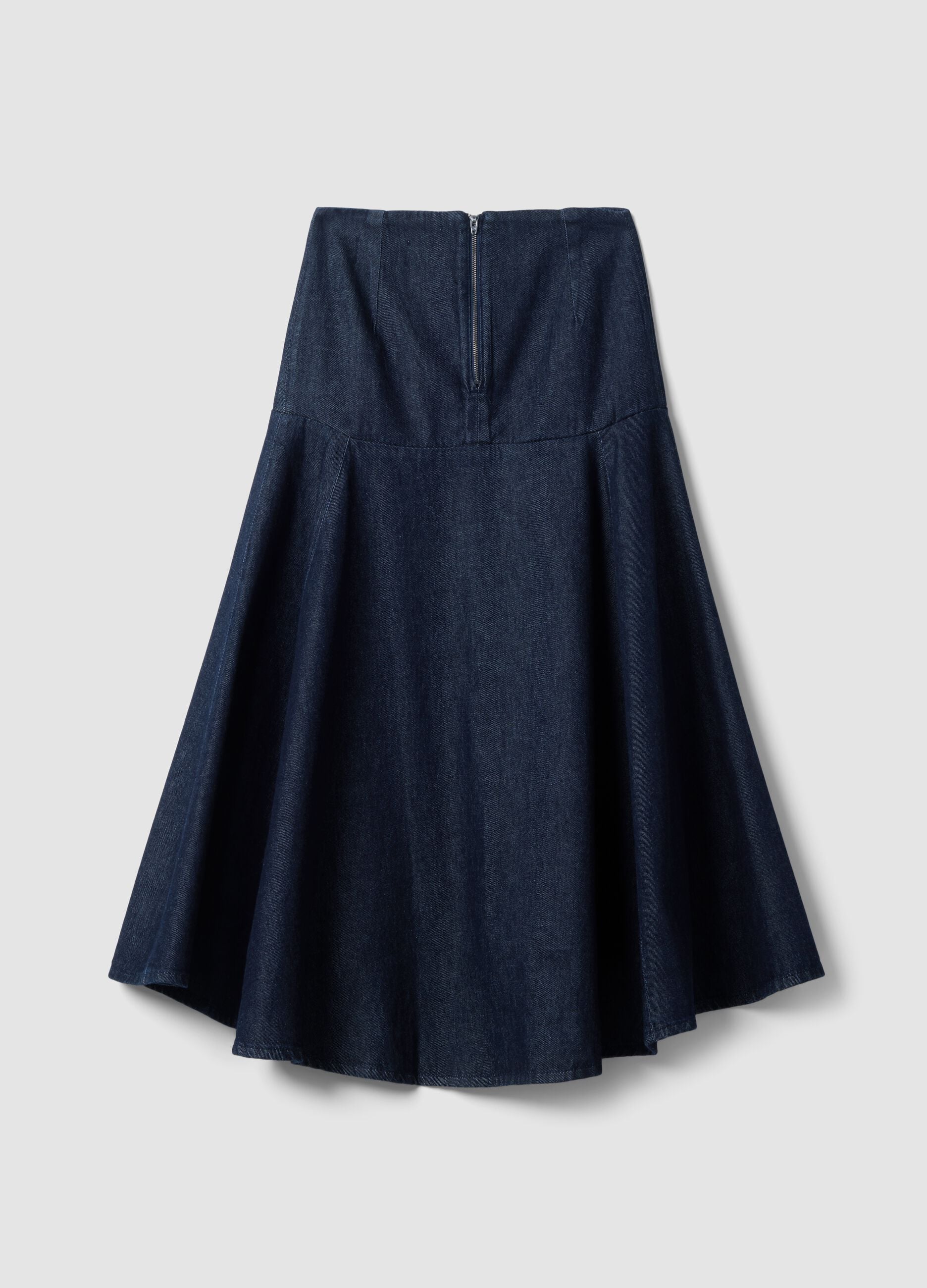 Gonna midi in denim di puro cotone