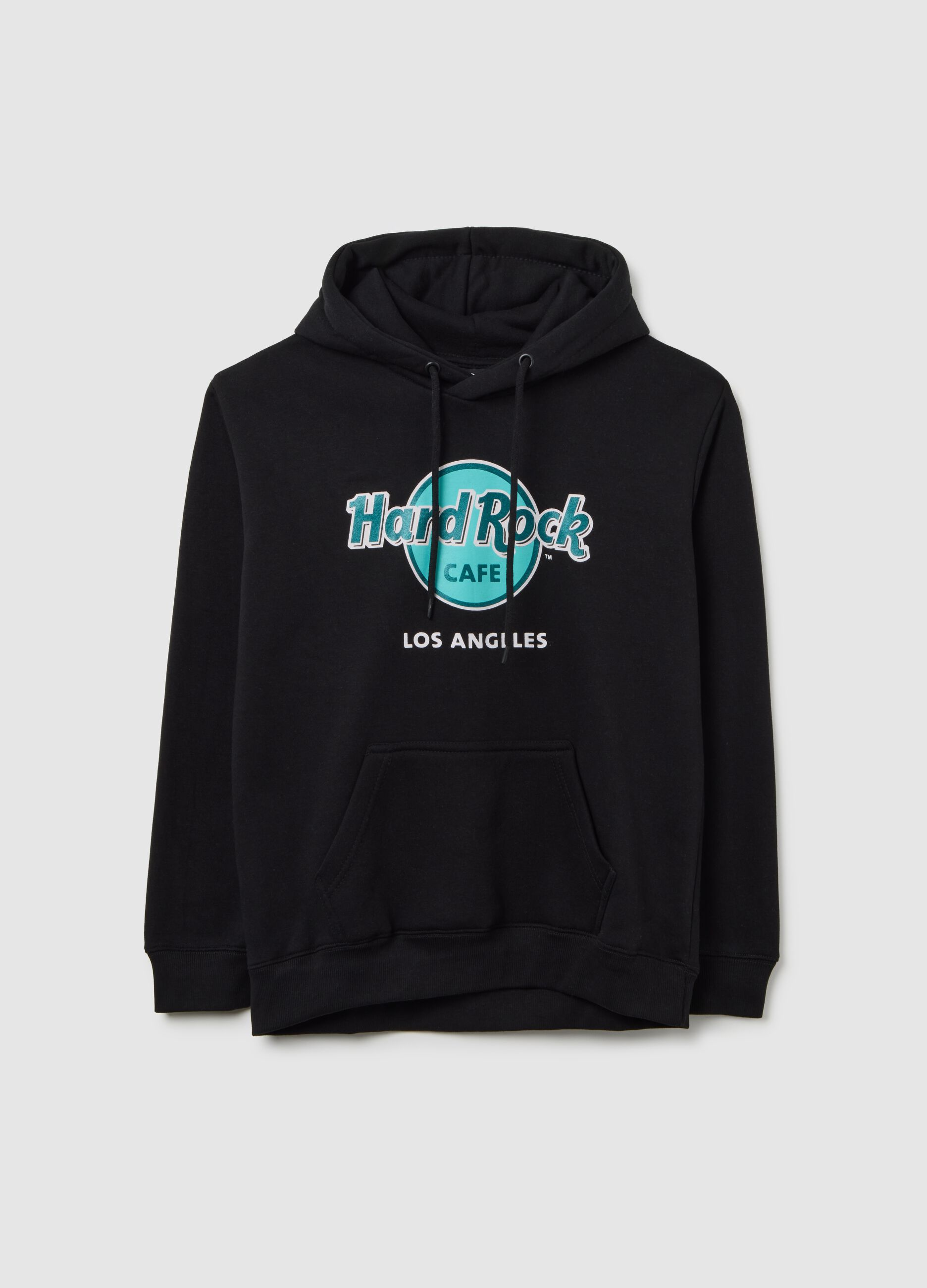 Black cotton-blend hoodie regular fit with Hard Rock Cafe logo