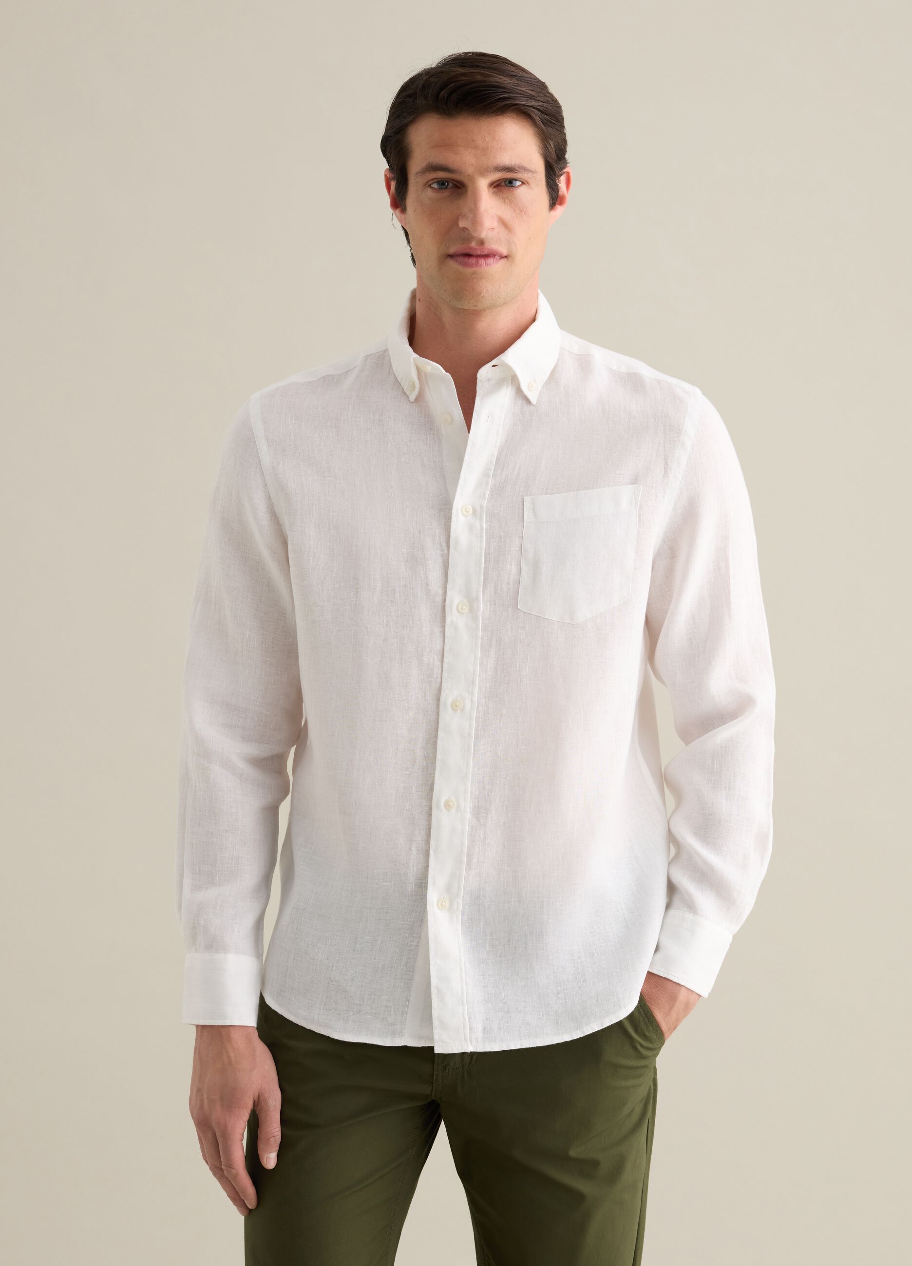 White Pure Linen Piombo Shirt