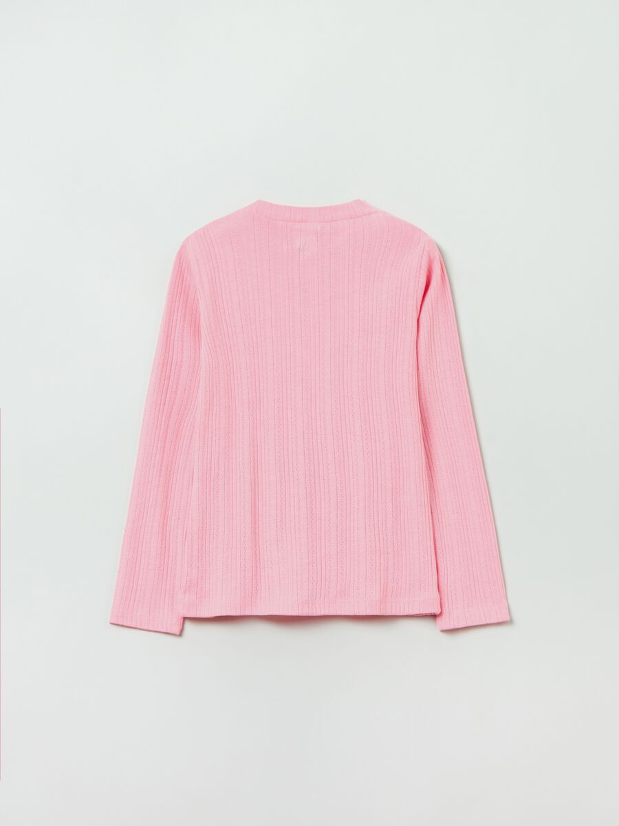 T-shirt in pointelle a collo alto_1