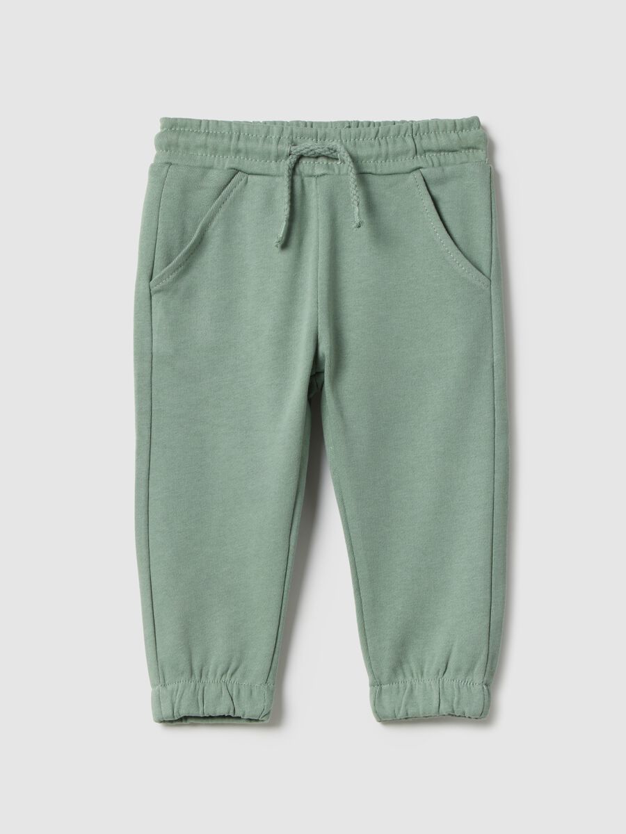 Boys' green pure cotton jogger trousers in regular fit_0
