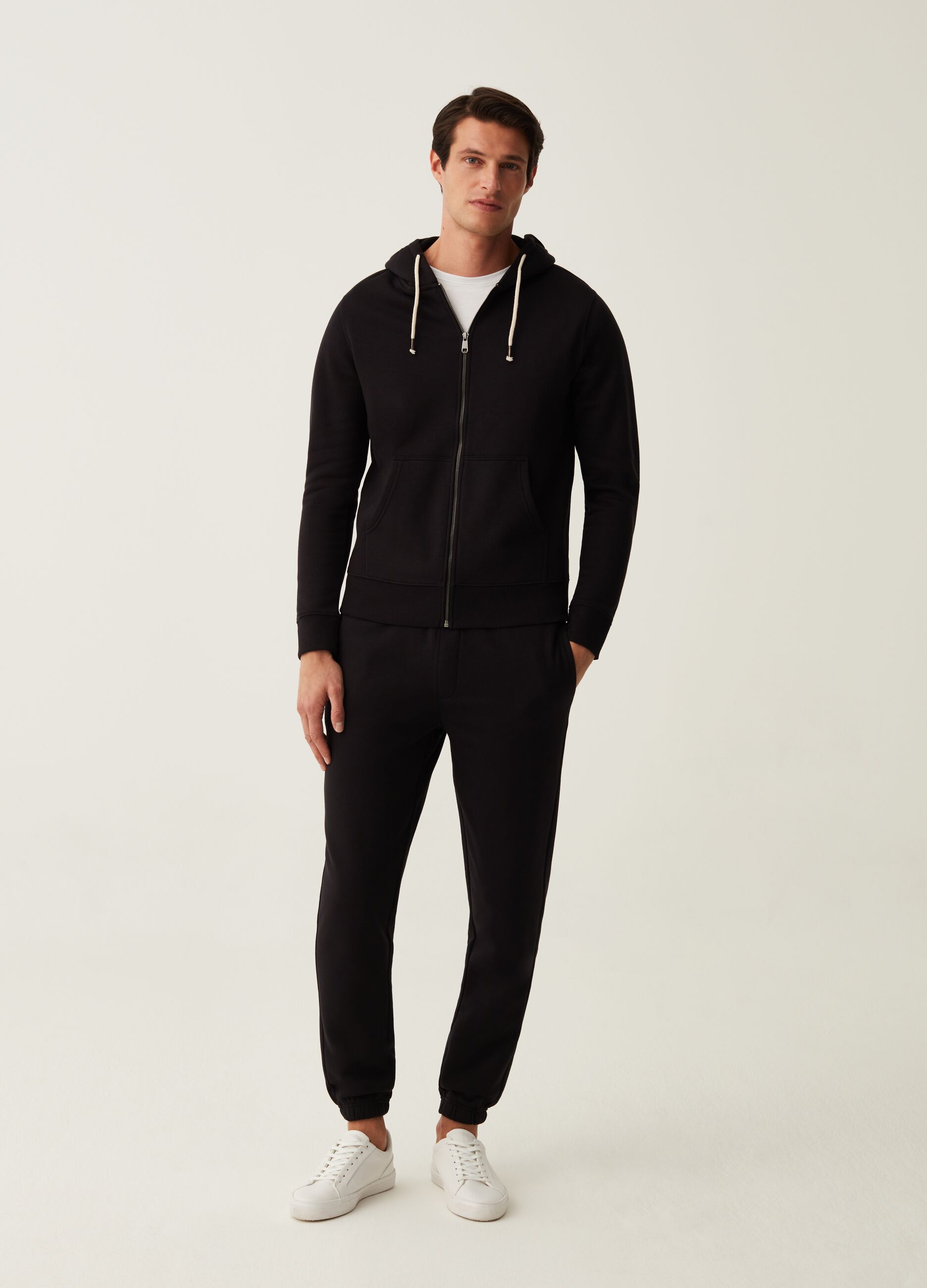 Full-zip in felpa con cappuccio_1