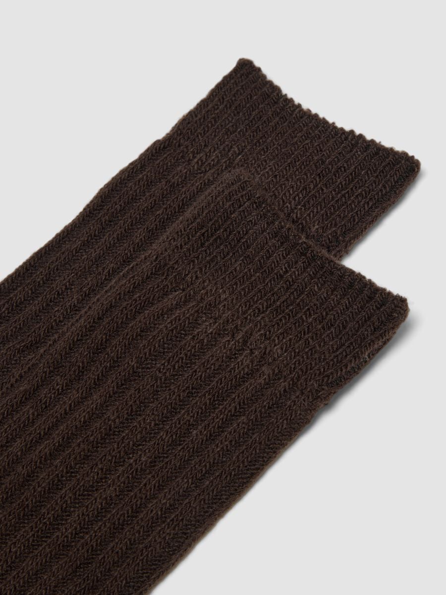Brown ribbed stretch-fabric socks_2